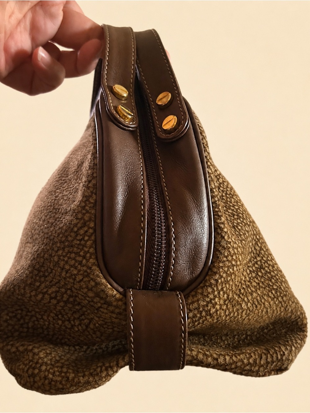 BORBONESE SUEDE Boston Top-Handle Bag EUC - Picture 6 of 7